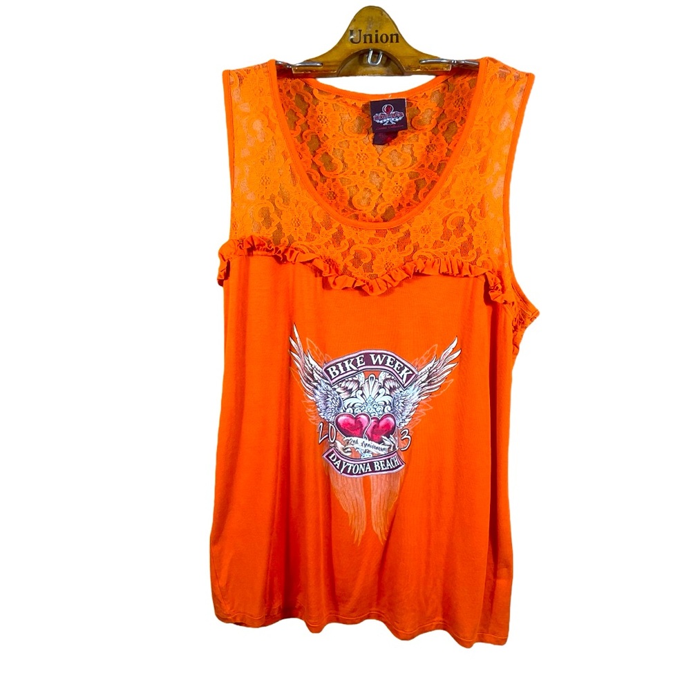 2013 Daytona Beach Bike Week Women’s Lace Shear Tank Top Shirt Size XL
